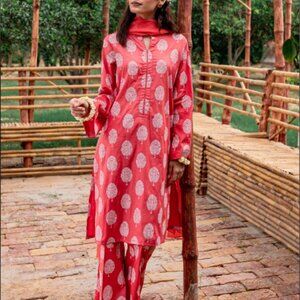 Brand New Pink Printed 3-Piece Suit – Casual & Chic | Size Medium